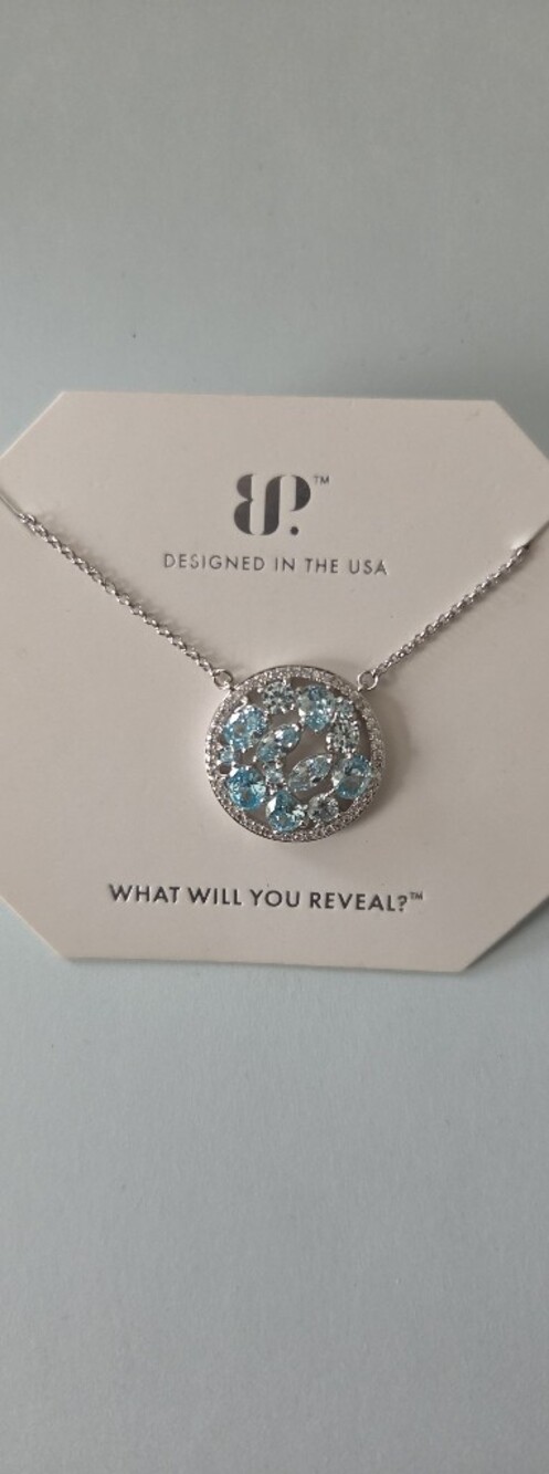 "Scatter Me With Gems" Aquamarine & Cubic Zirconia Necklace by BP.